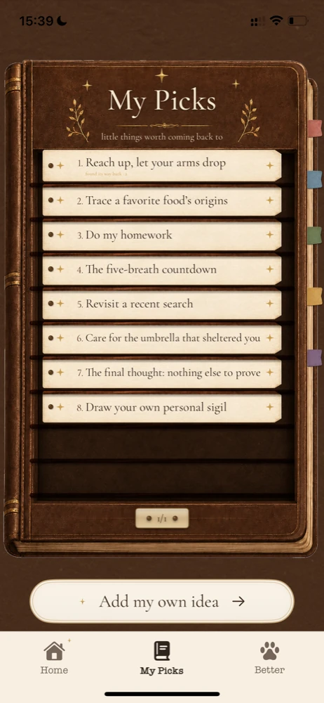 My Picks collection and Add my own idea
